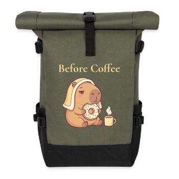 Capybara avec motif de beignet et cozy à café - Sac à dos roll top - olive/noir - Devant