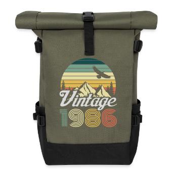 Vintage 1986 Berglandschaft - Rolltop Rucksack - Olive/Schwarz - Vorne