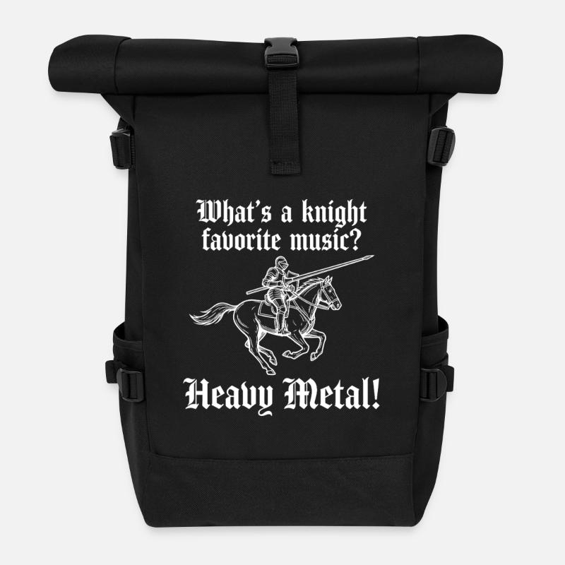 Heavy Metal Knight – Lustiges Ritter Design - Rolltop Rucksack - Schwarz