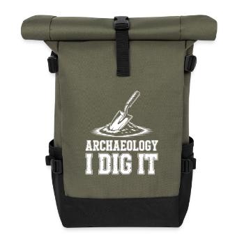 Archaeology I Dig It - Roll Top Backpack - olive/black - Front