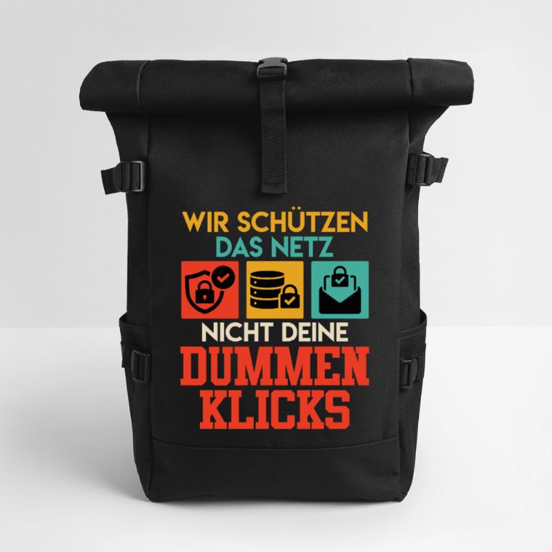 Coder WE DON'T USE THE NET YOUR STUPID CLICKS Roll Top Backpack