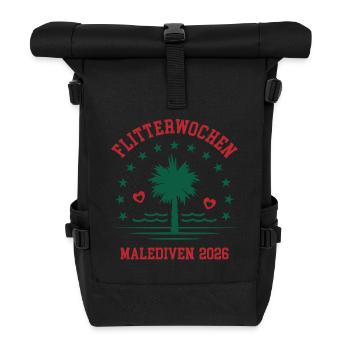 Flitterwochen Malediven 2026 Hochzeitsreise Heirat - Rolltop Rucksack - Schwarz - Vorne