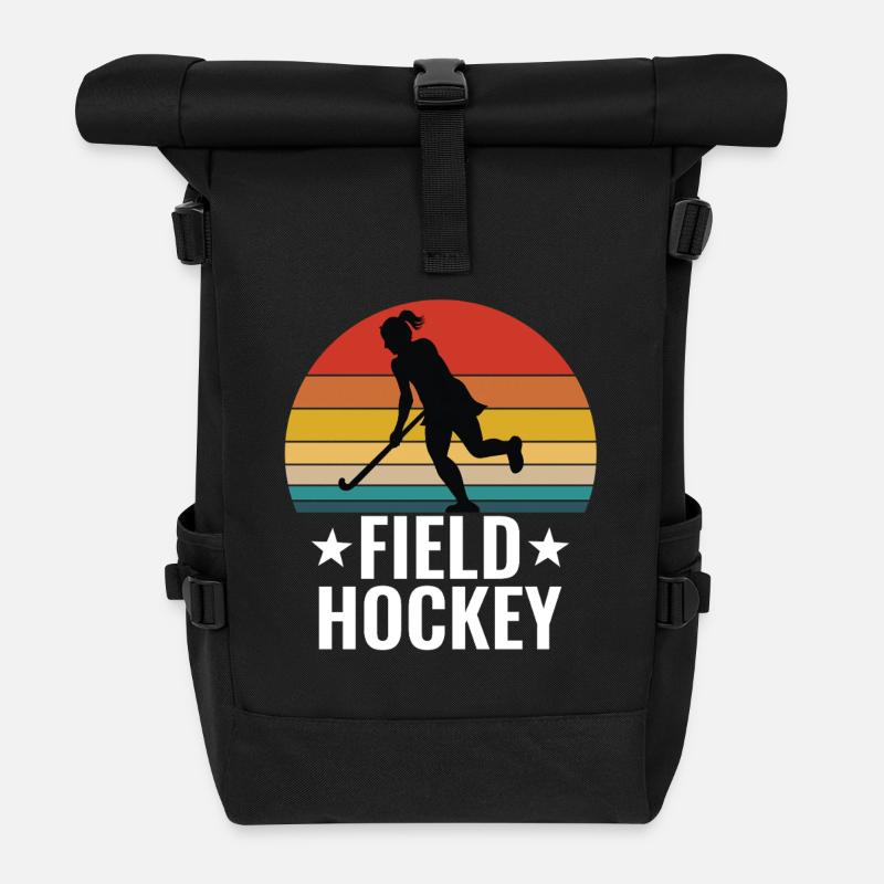 Field Hockey Womens Retro Vintage - Roll Top Backpack - black
