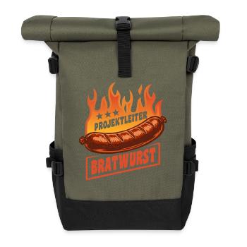 Project Manager Bratwurst | Grilling Flames Cult - Roll Top Backpack - olive/black - Front