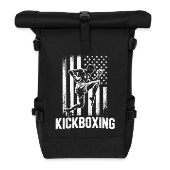 Kickboxen Flagge Stil - Rolltop Rucksack - Schwarz - Vorne