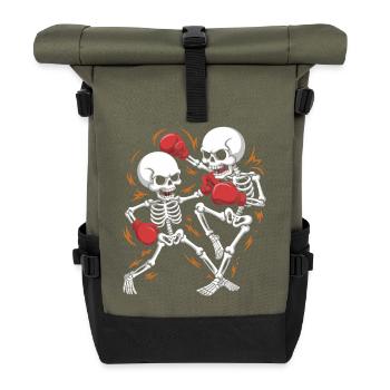 Squelettes de boxe en rythme osseux - Sac à dos roll top - olive/noir - Devant