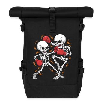 Boxende Skelette im Knochen-Takt - Rolltop Rucksack - Schwarz - Vorne