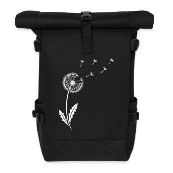 Pusteblume -Minimalistisches Natur Design - Rolltop Rucksack - Schwarz - Vorne