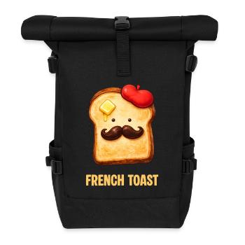 French Toast – Pain de dessin animé drôle avec moustache - Sac à dos roll top - noir - Devant