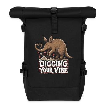 Digging Your Vibe Funny Aardvark Anteater Love Pun - Roll Top Backpack - black - Front