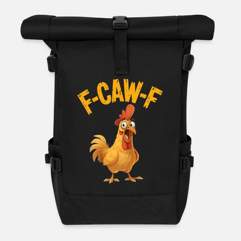 Funny F-Caw-F Chicken Rooster Meme - Rolltop Rucksack - Schwarz