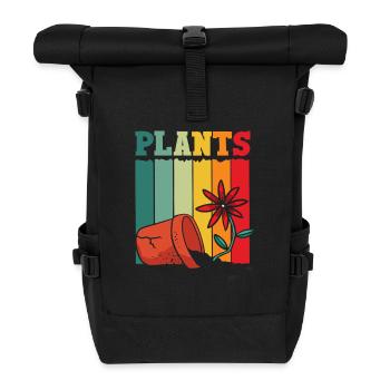 Plants Plant Lover Retro Gardening - Roll Top Backpack - black - Front