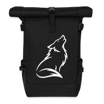 Heulender Wolf Silhouette – Mystisches Wildtier - Rolltop Rucksack - Schwarz - Vorne