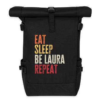 Iss, schlaf, sei Laura, wiederhole Retro-Name - Rolltop Rucksack - Schwarz - Vorne