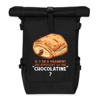 Humour Chocolatine Pain au Chocolat Breakfast - Roll Top Backpack - black - Front
