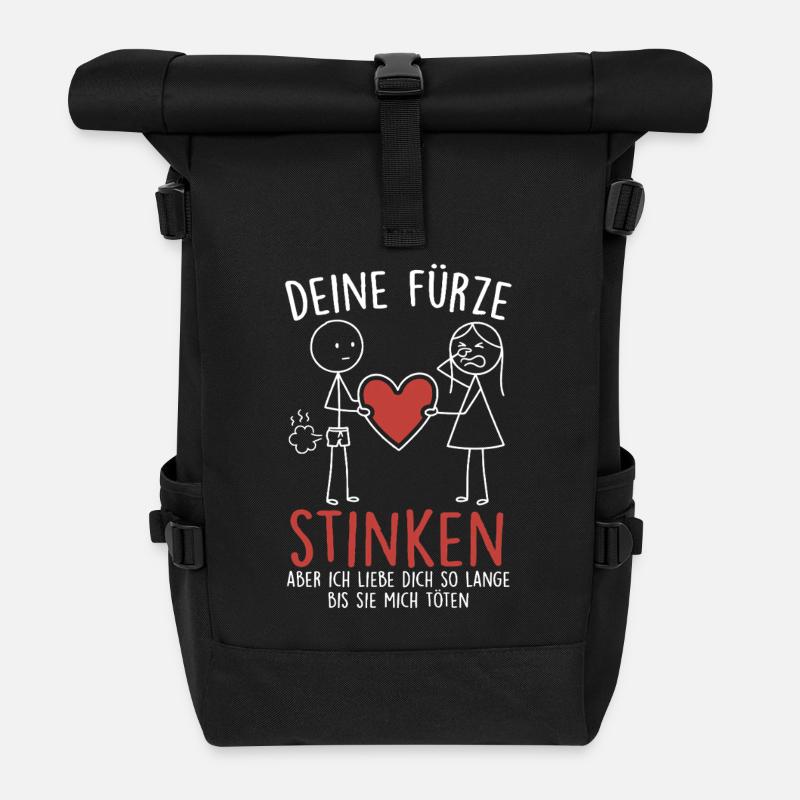 Ich liebe Dich auch wenn dein Furz stinkt  - Rolltop Rucksack - Schwarz