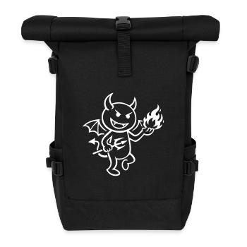 Fire Demon with Flame Ball - Devil - Roll Top Backpack - black - Front