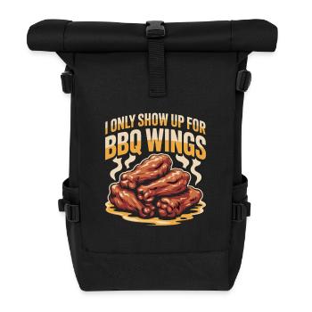 BBQ Wings Sports Evening Snack Motif - Roll Top Backpack - black - Front