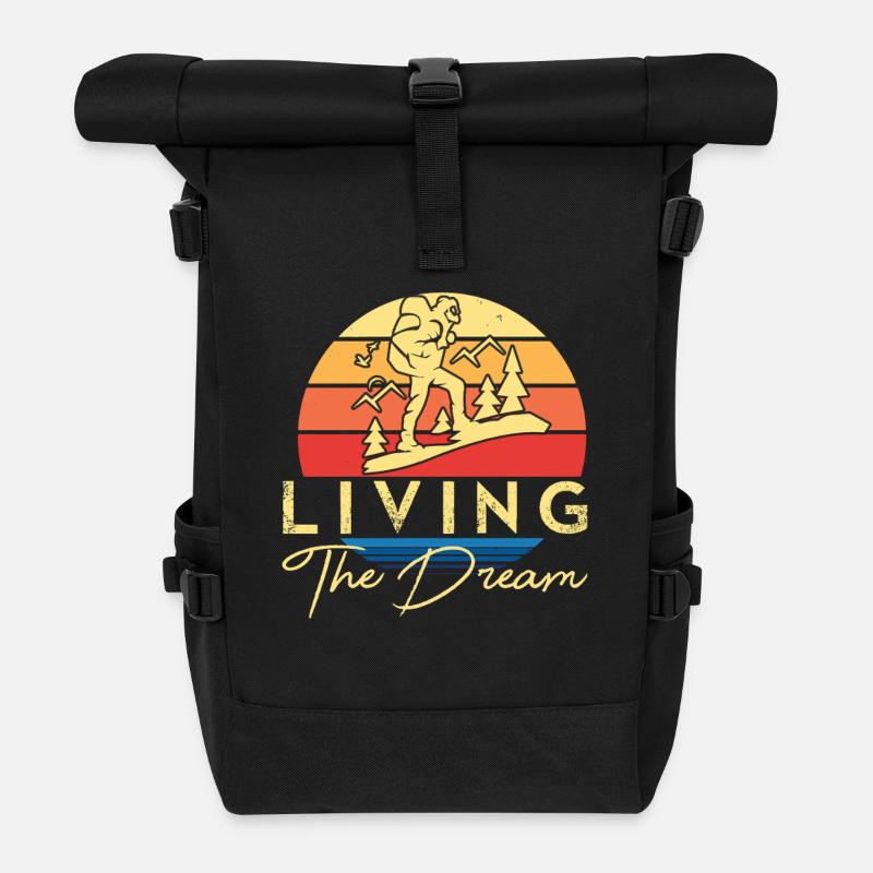 Live the Dream: Outdoor Retro - Roll Top Backpack - black