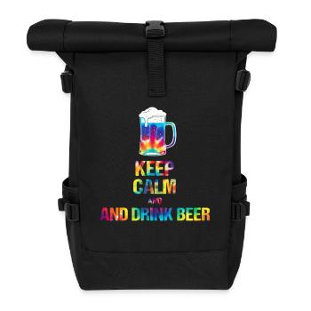 Keep Calm and drink beer Tie-Dye - Roll Top Backpack - black - Front