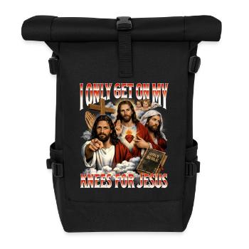 On My Knees For Jesus Christian Faith Easter - Roll Top Backpack - black - Front