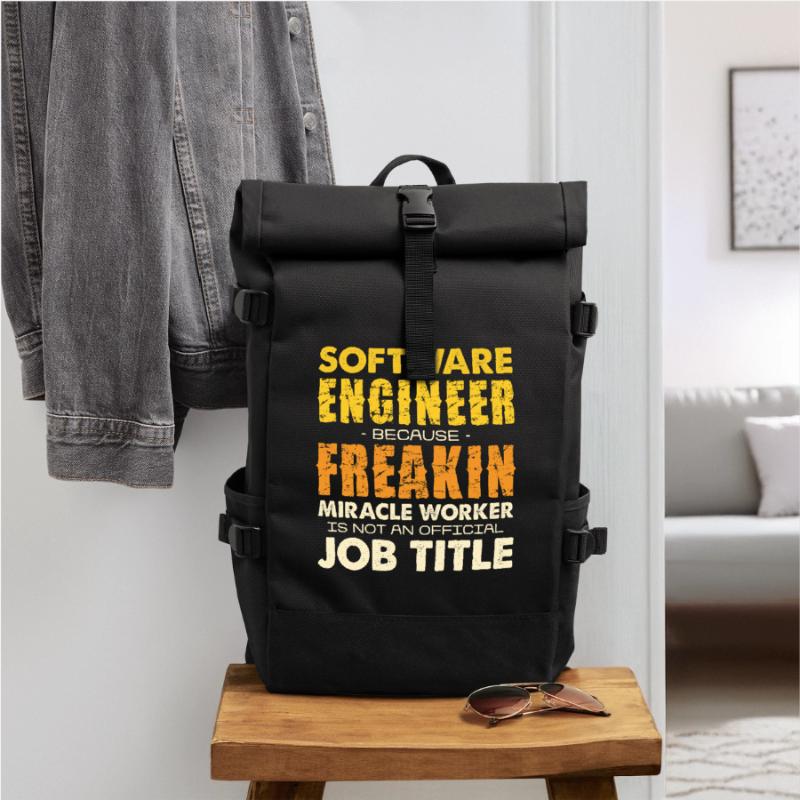Software Engineer Freakin Miracle Worker Roll Top Backpack