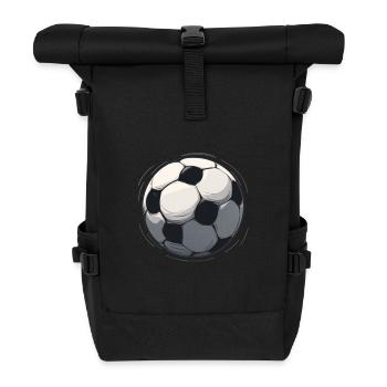 Schwarz-Weiß Fußball Skizze - Rolltop Rucksack - Schwarz - Vorne