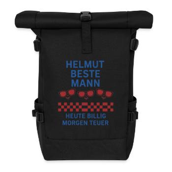 Helmut Beste Mann – Heute Billig - Rolltop Rucksack - Schwarz - Vorne