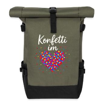 Carnival confetti in the heart of Shrovetide Carnival - Roll Top Backpack - olive/black - Front