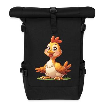 Cuddly chicken cartoon character - Roll Top Backpack - black - Front