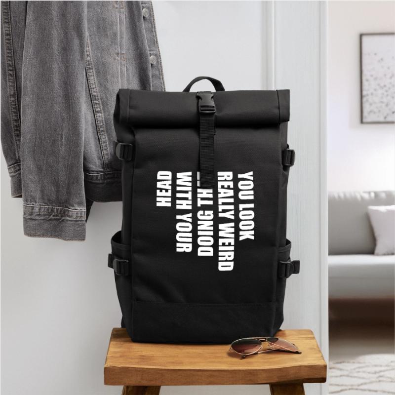 Plain Text Typo Statement Roll Top Backpack