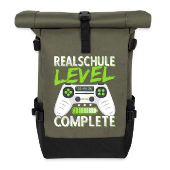 Realschule Abschluss 2026 Realschulabschluss Junge - Rolltop Rucksack - Olive/Schwarz - Vorne