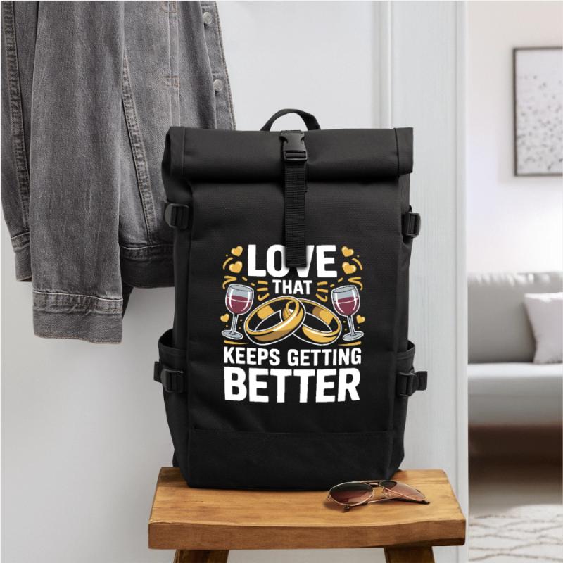 Hochzeitstag des Ehepaares 2026 Ehemann und Ehefrau Rolltop Rucksack