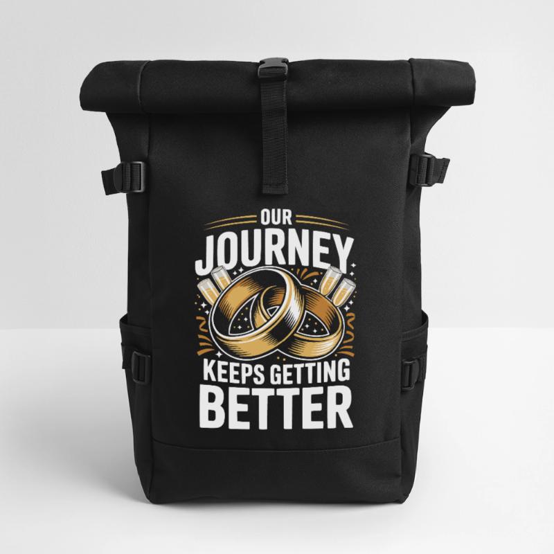 Hochzeitstag des Ehepaares 2026 Ehemann und Ehefrau Rolltop Rucksack