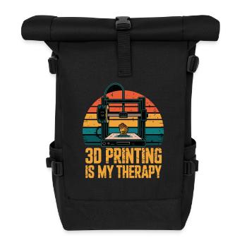 3D Printing Is My Therapy Retro 3D Printer Maker - Roll Top Backpack - black - Front