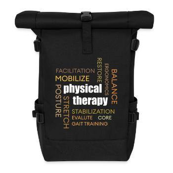 Physiotherapie Wortwolke: Mobilisierung - Rolltop Rucksack - Schwarz - Vorne