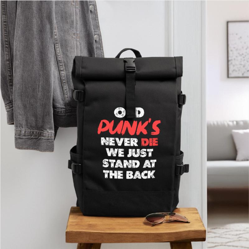 Old Punks Never Die Artwork Roll Top Backpack