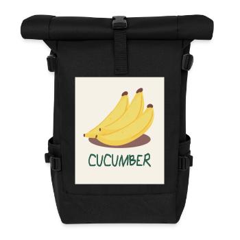 Cucumber Banana – Funny Pun Design - Roll Top Backpack - black - Front