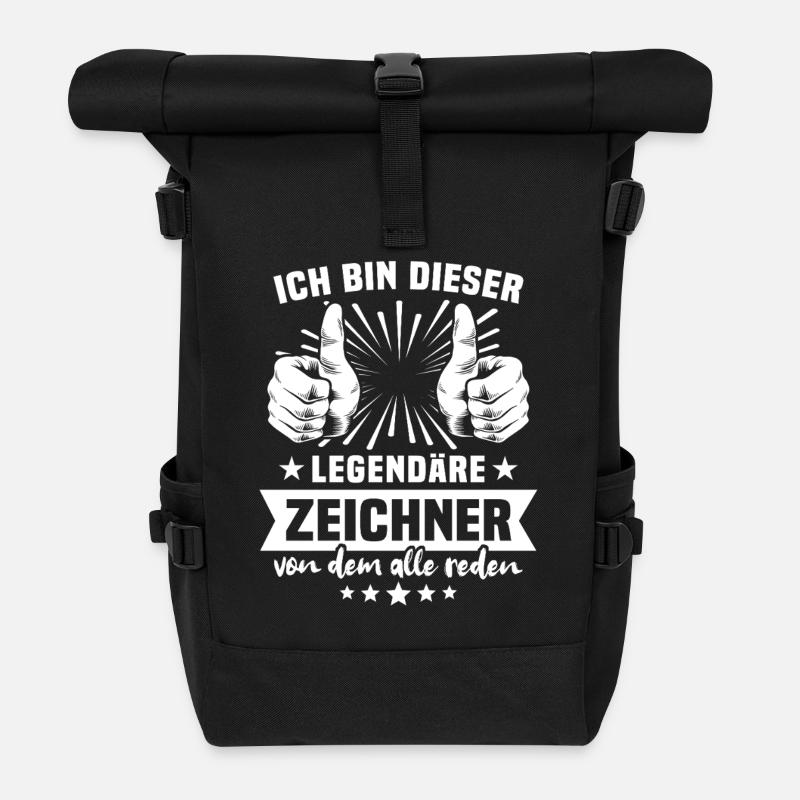Zeichner Legende - Rolltop Rucksack - Schwarz