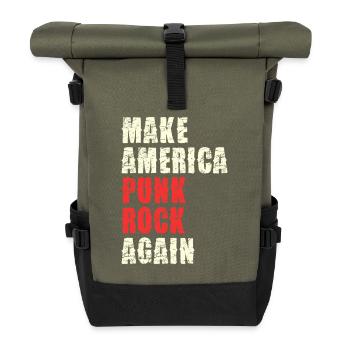 Punk Rock Revival Typo Print - Roll Top Backpack - olive/black - Front