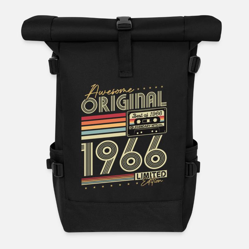 Original 1966 Jahrgang geboren Retro Geburtstag - Rolltop Rucksack - Schwarz