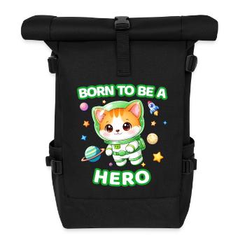 Geboren, um ein Helden-Kätzchen-Astronaut zu sein – Neutral 1 - Rolltop Rucksack - Schwarz - Vorne