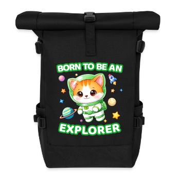 Geboren, um ein Entdecker zu sein Neutraler Astronaut Kätzchen 1 - Rolltop Rucksack - Schwarz - Vorne