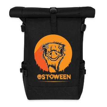 Safari Afrika serengeti wildlife halloween Strauß - Rolltop Rucksack - Schwarz - Vorne