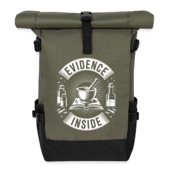 Evidence inside | Evidence-Based Pharmacy - Roll Top Backpack - olive/black - Front