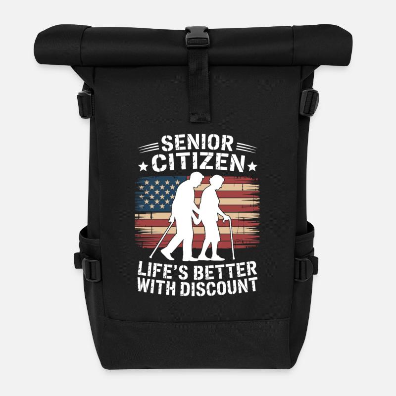 Life is better with discounted retirement - Roll Top Backpack - black