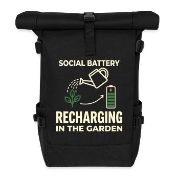 Social Battery Recharging Garden Humor - Rolltop Rucksack - Schwarz - Vorne