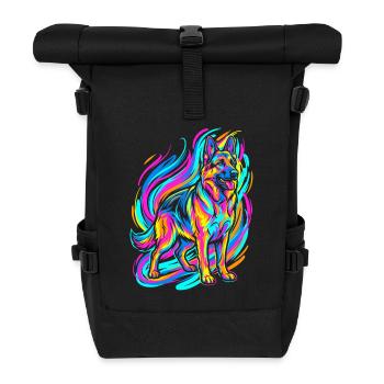 Colorful German Shepherd - Roll Top Backpack - black - Front