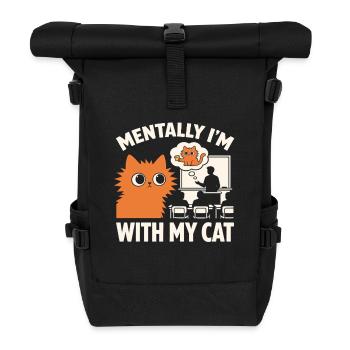 Mentalement, je suis avec mon chat drôle d’humeur de professeur - Sac à dos roll top - noir - Devant