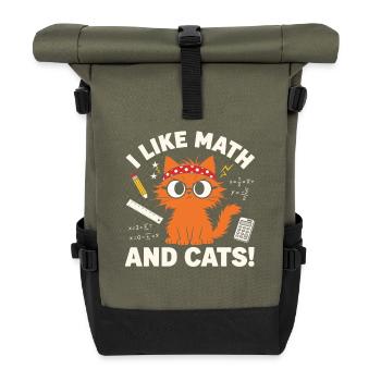 Ich mag Mathe und Cats lustige Lehrerin Katze - Rolltop Rucksack - Olive/Schwarz - Vorne